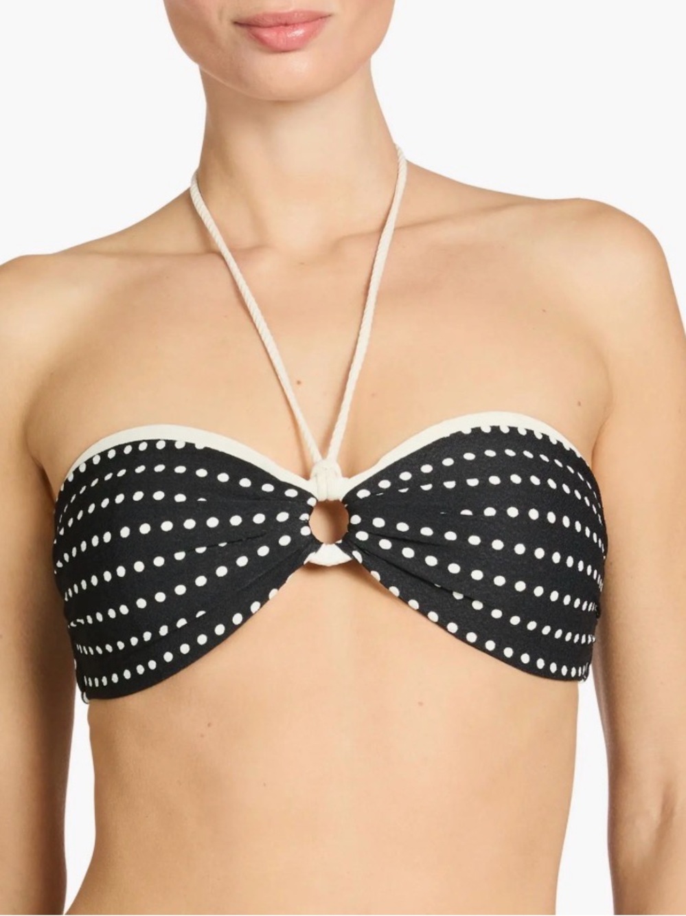 Robin Piccone Millie Black and White Polka Dot Bandeau Swim Top M